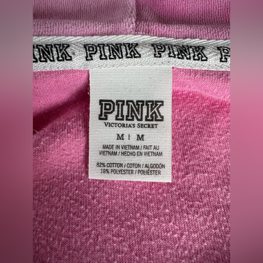 Y2K Victoria's Secret Love Pink Velour Hoodie bubblegum Pink Gold Sequin Medium - Picture 10 of 12